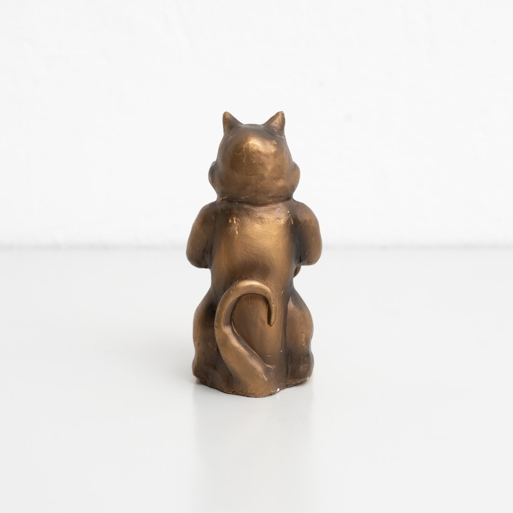 Plaster Traditional Cat Figure, circa 1950 For Sale 1