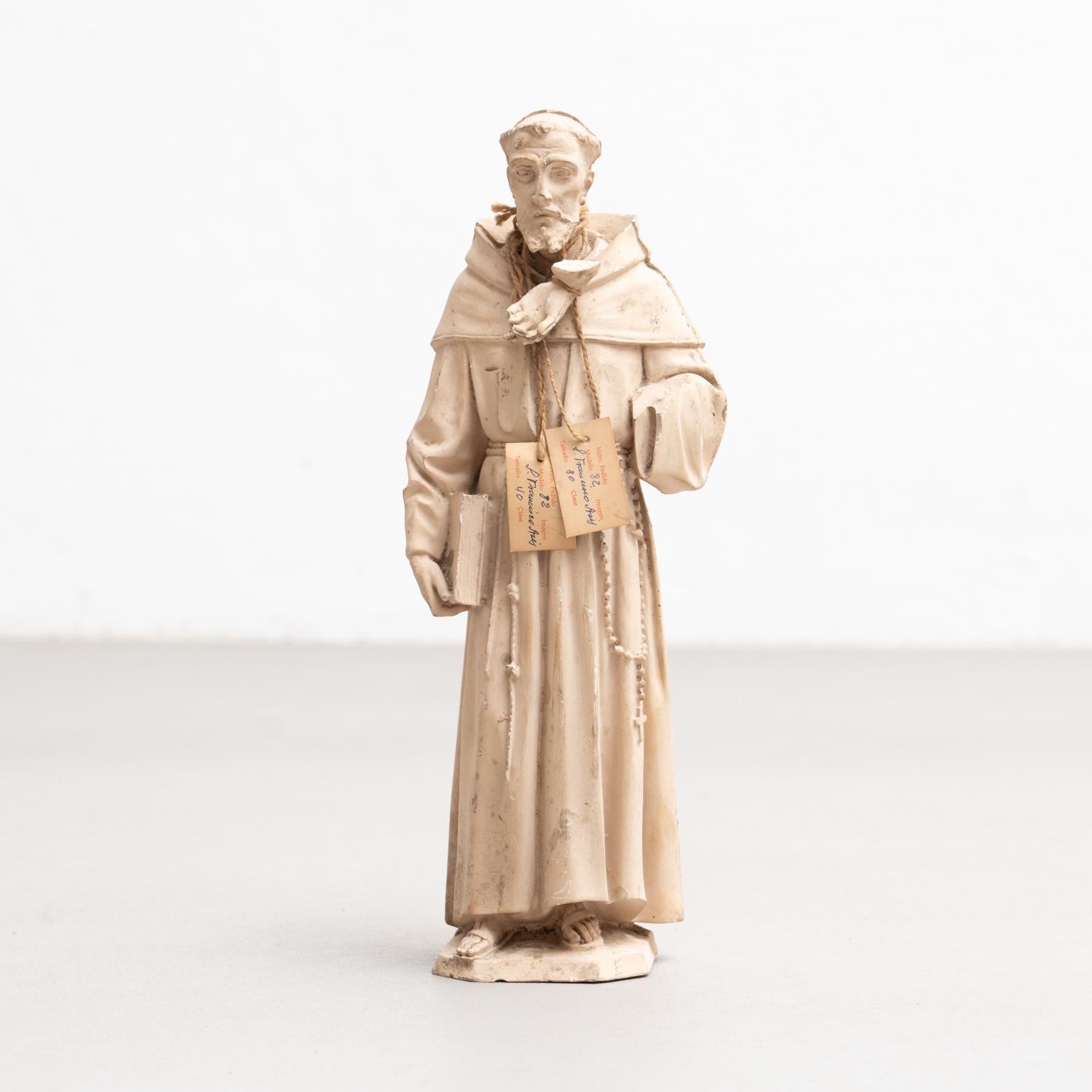 Moderne Figure traditionnelle de saint en plâtre, vers 1950 en vente