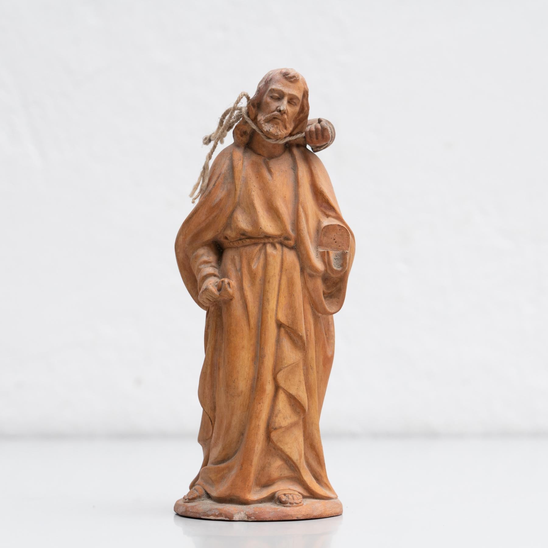 Moderne Figure traditionnelle de saint en plâtre, vers 1950 en vente