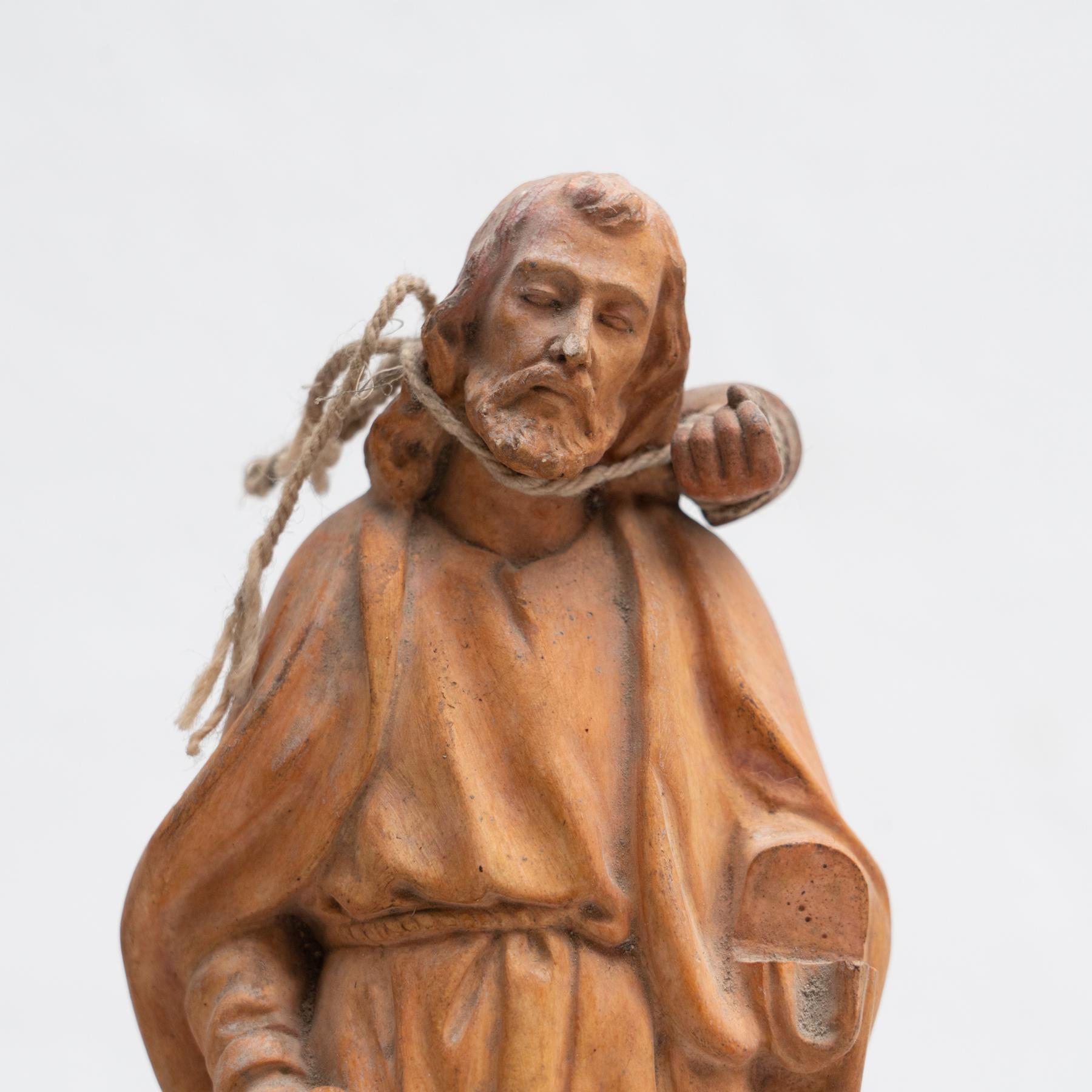 Spanish Plaster Traditional Figure of a Saint, circa 1950 For Sale