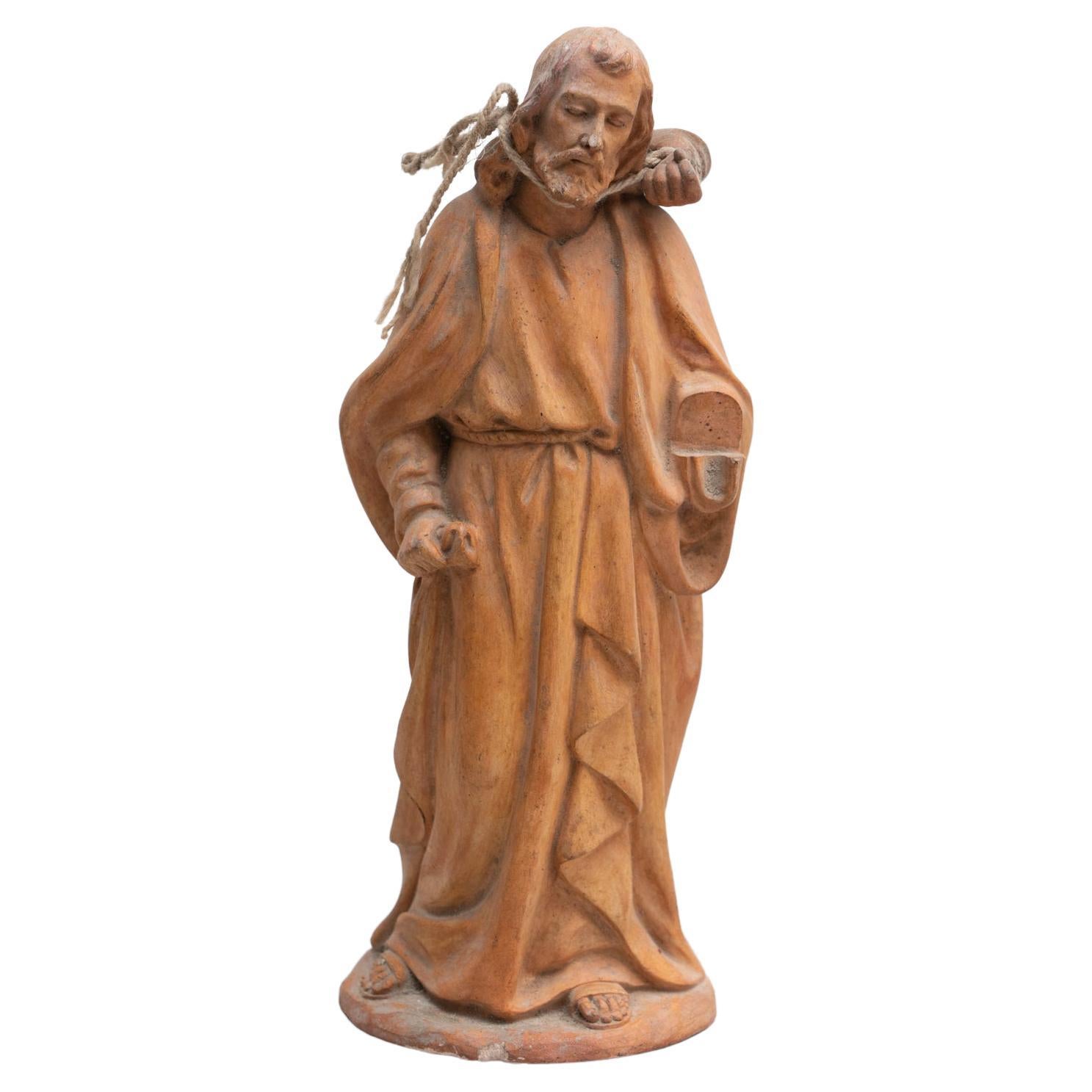 Plaster Traditional Figure of a Saint, circa 1950 For Sale