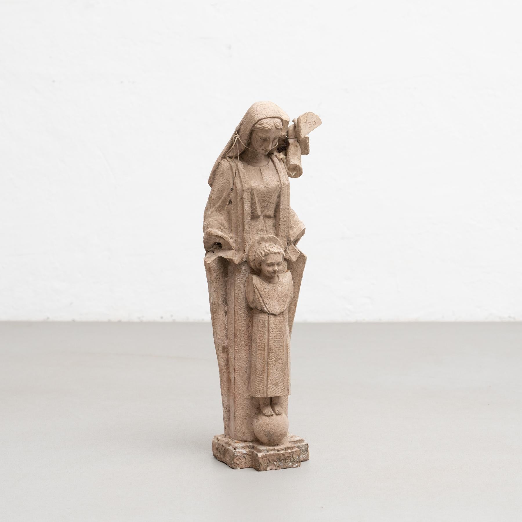 Modern Plaster Traditional Spanish Figure of a Virgin, circa 1950 For Sale
