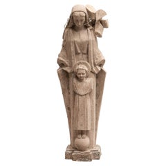 Figure de vierge espagnole traditionnelle en plâtre, vers 1950