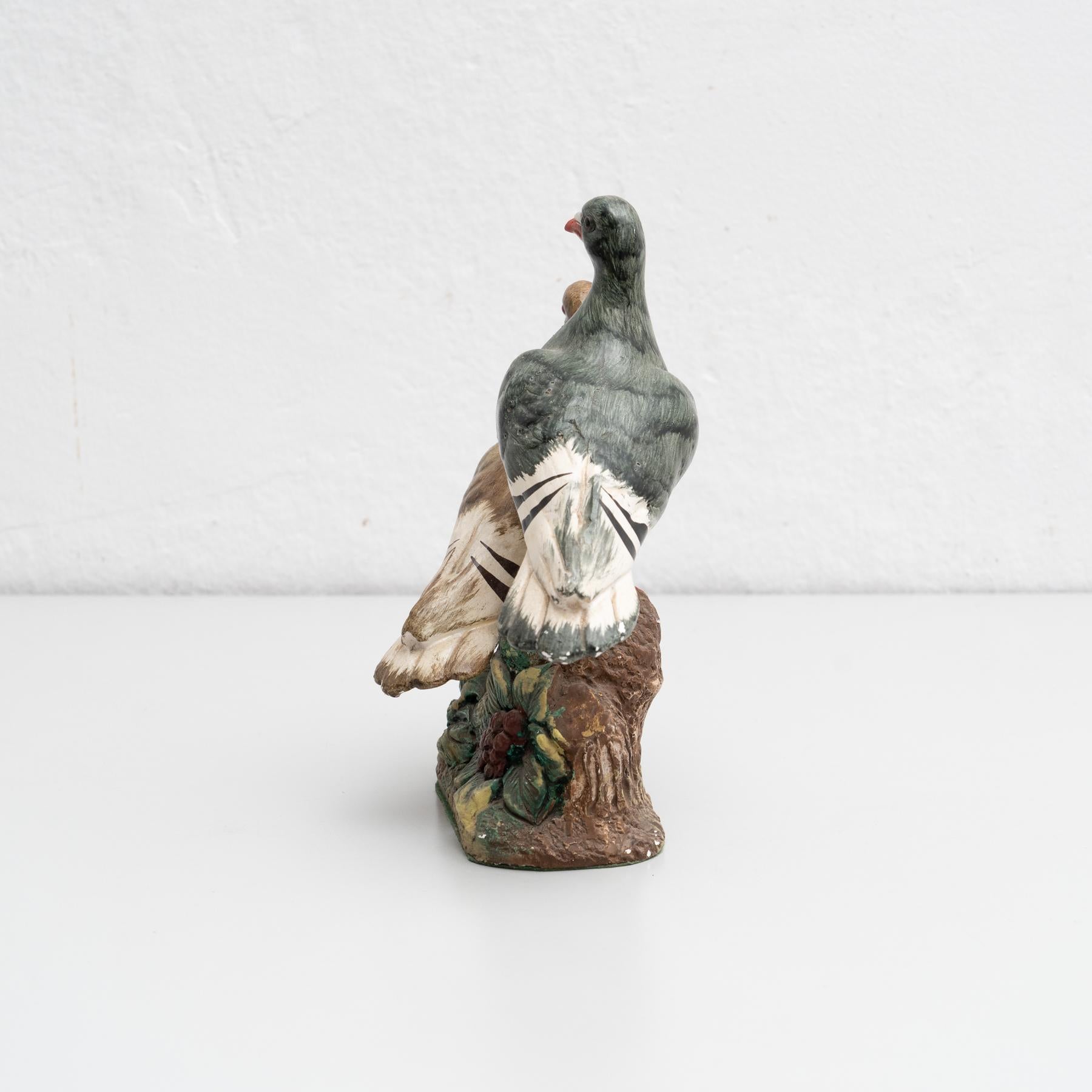 Modern Plaster Traditional Two Dove Figure, circa 1950 For Sale
