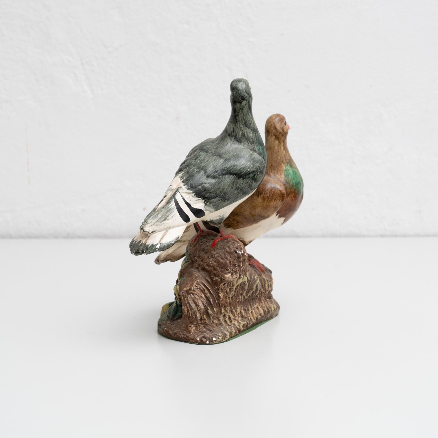 Spanish Plaster Traditional Two Dove Figure, circa 1950 For Sale