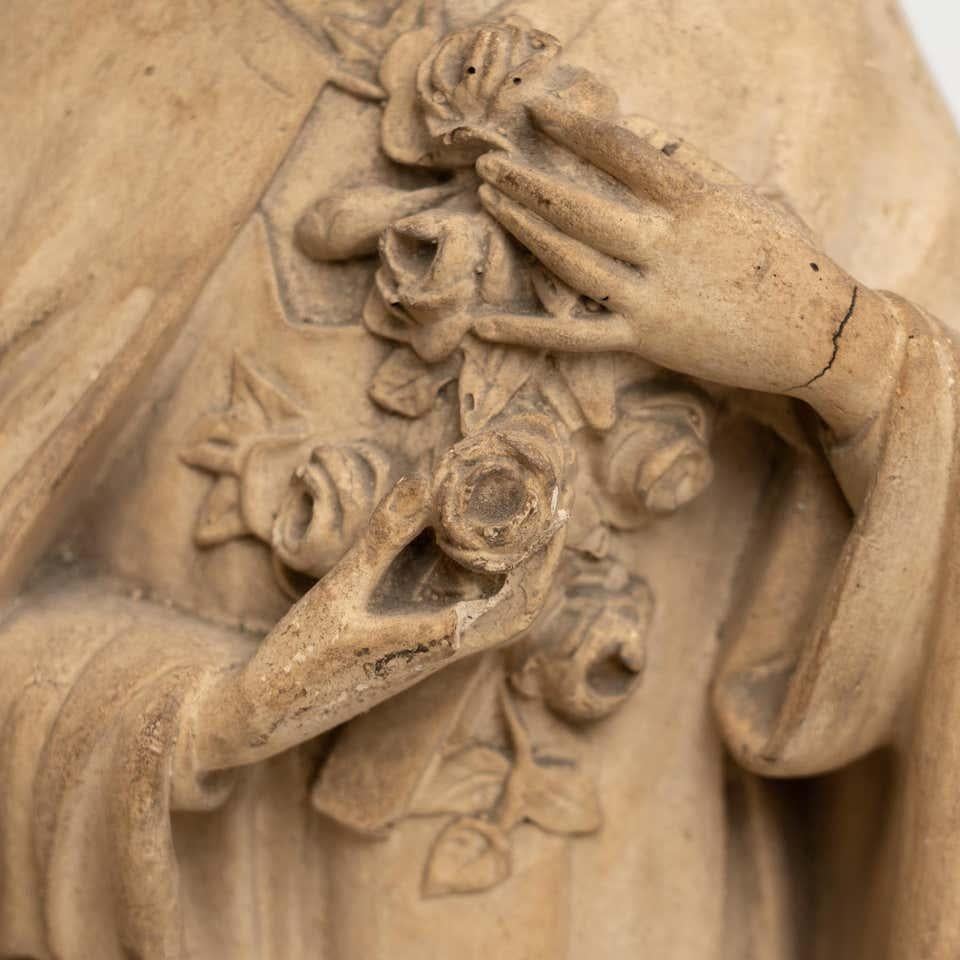 Spanish Plaster Virgin Traditional Figure, circa 1930 For Sale