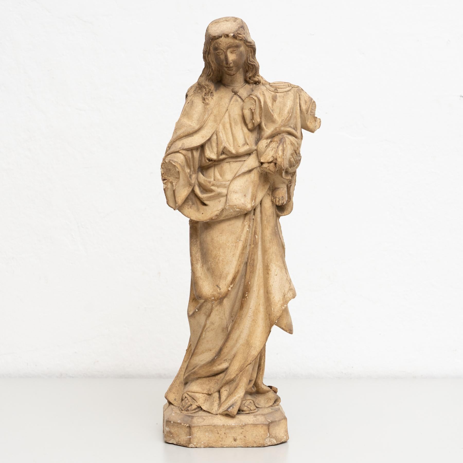 Modern Plaster Virgin Traditional Figure, circa 1950 For Sale