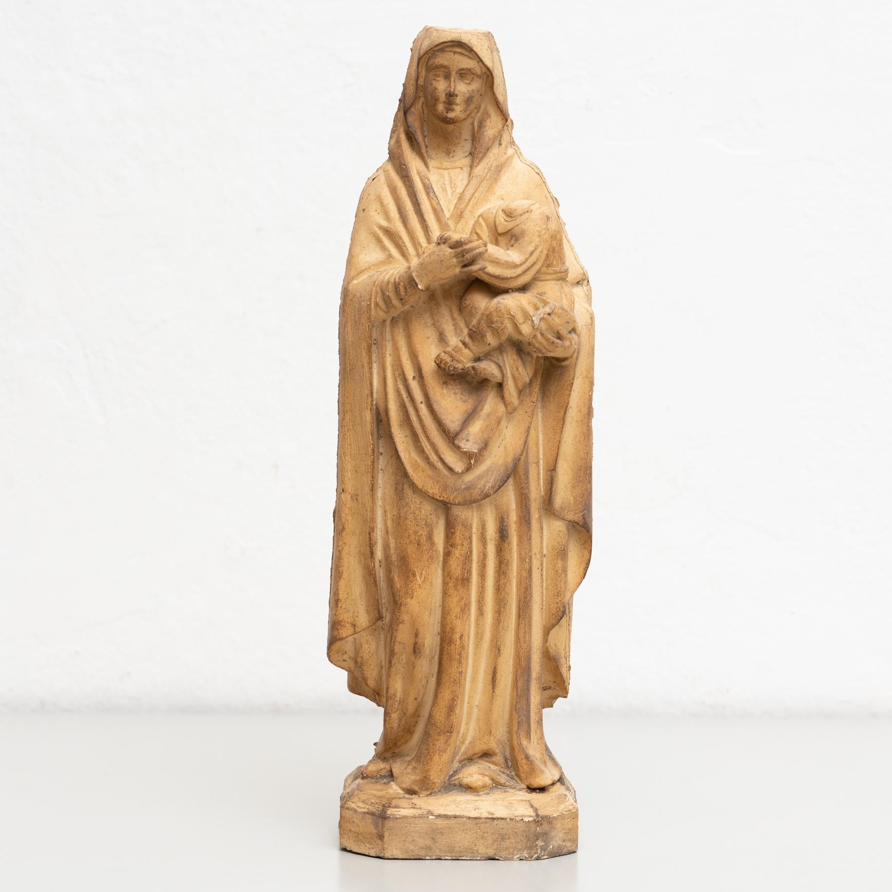 Modern Plaster Virgin Traditional Figure, circa 1950 For Sale