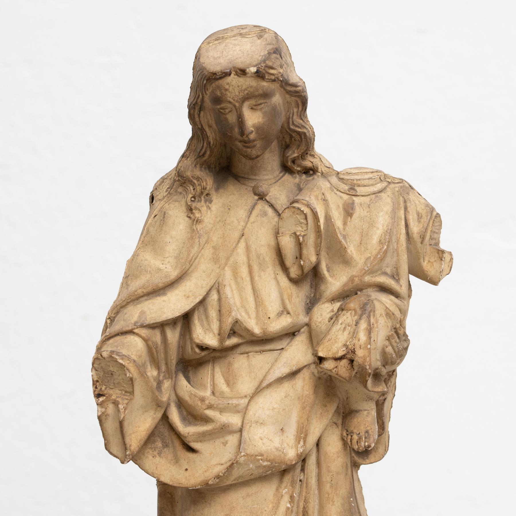 Spanish Plaster Virgin Traditional Figure, circa 1950 For Sale