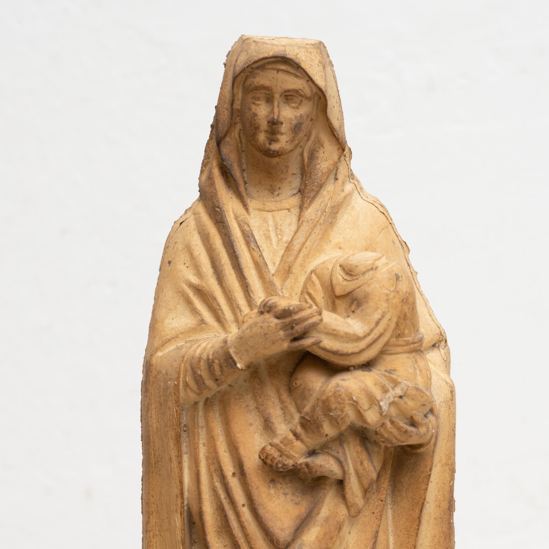 Spanish Plaster Virgin Traditional Figure, circa 1950 For Sale