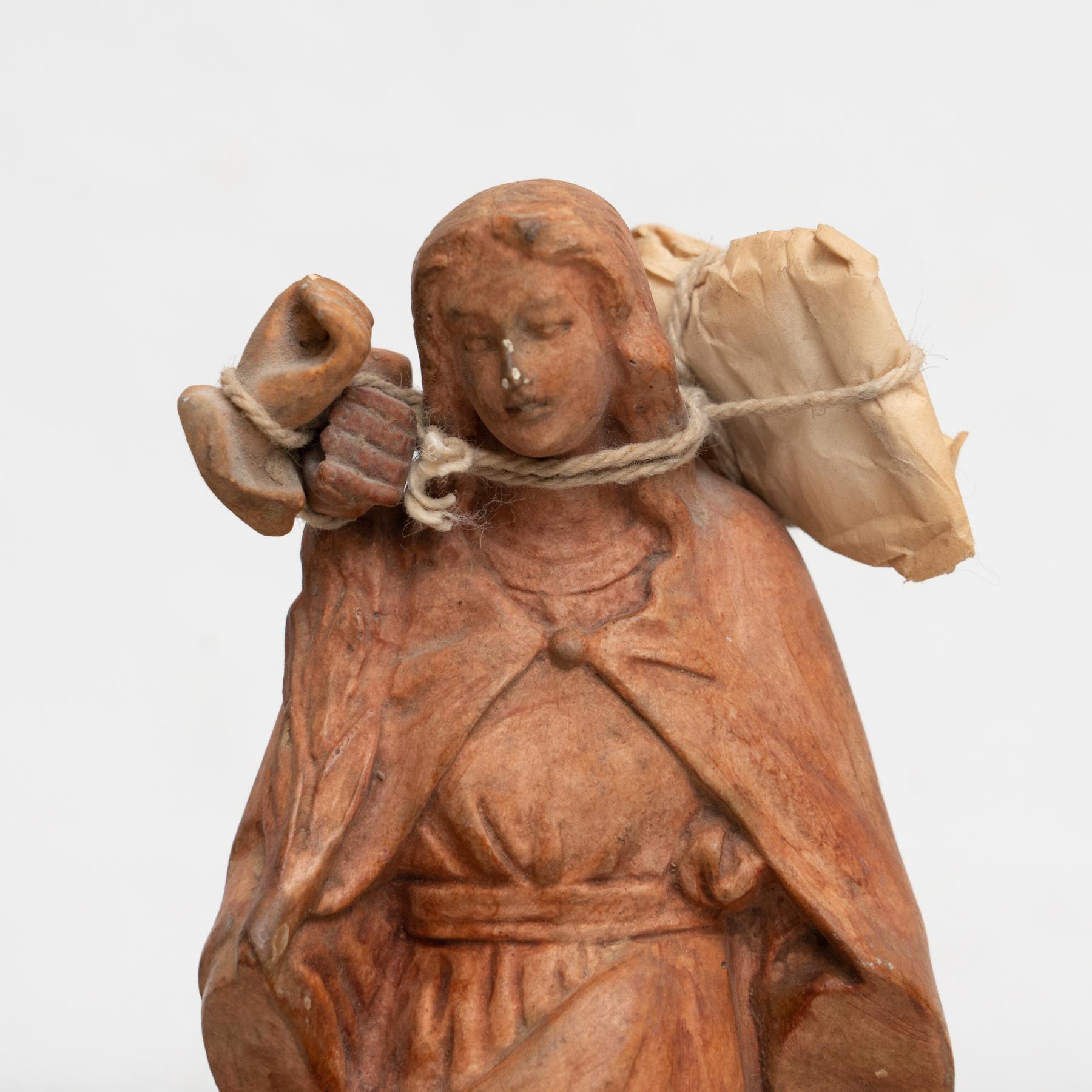 Spanish Plaster Virgin Traditional Figure, circa 1950 For Sale