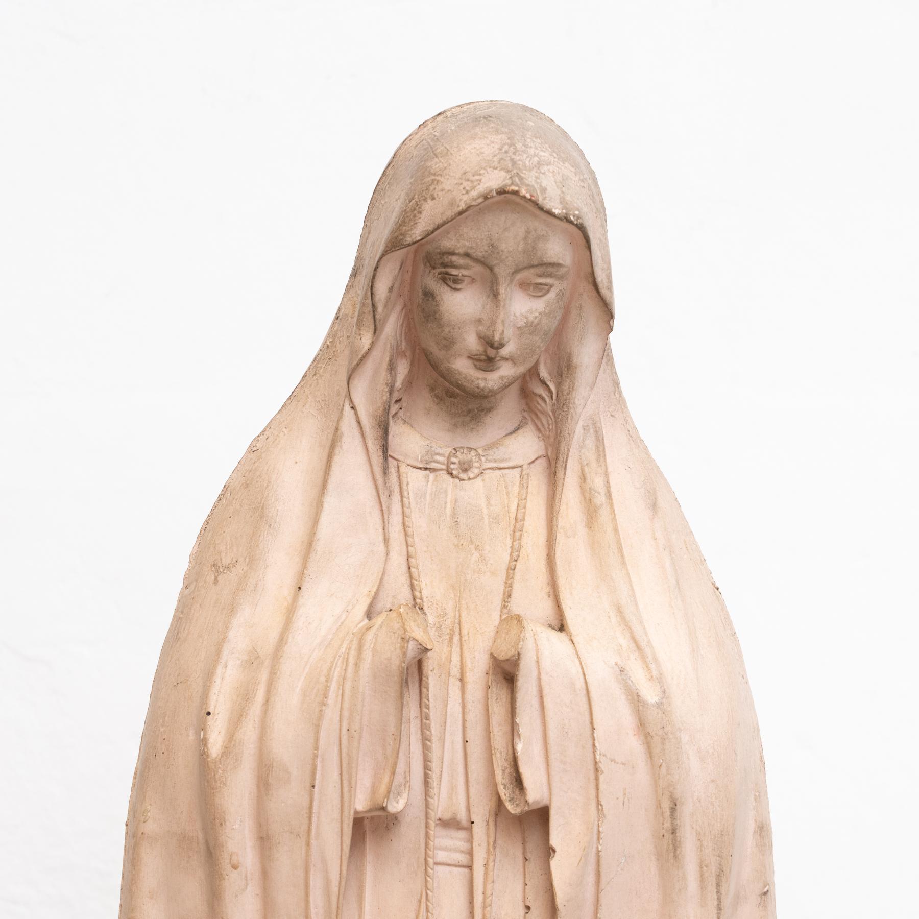 Spanish Plaster Virgin Traditional Figure, circa 1950 For Sale