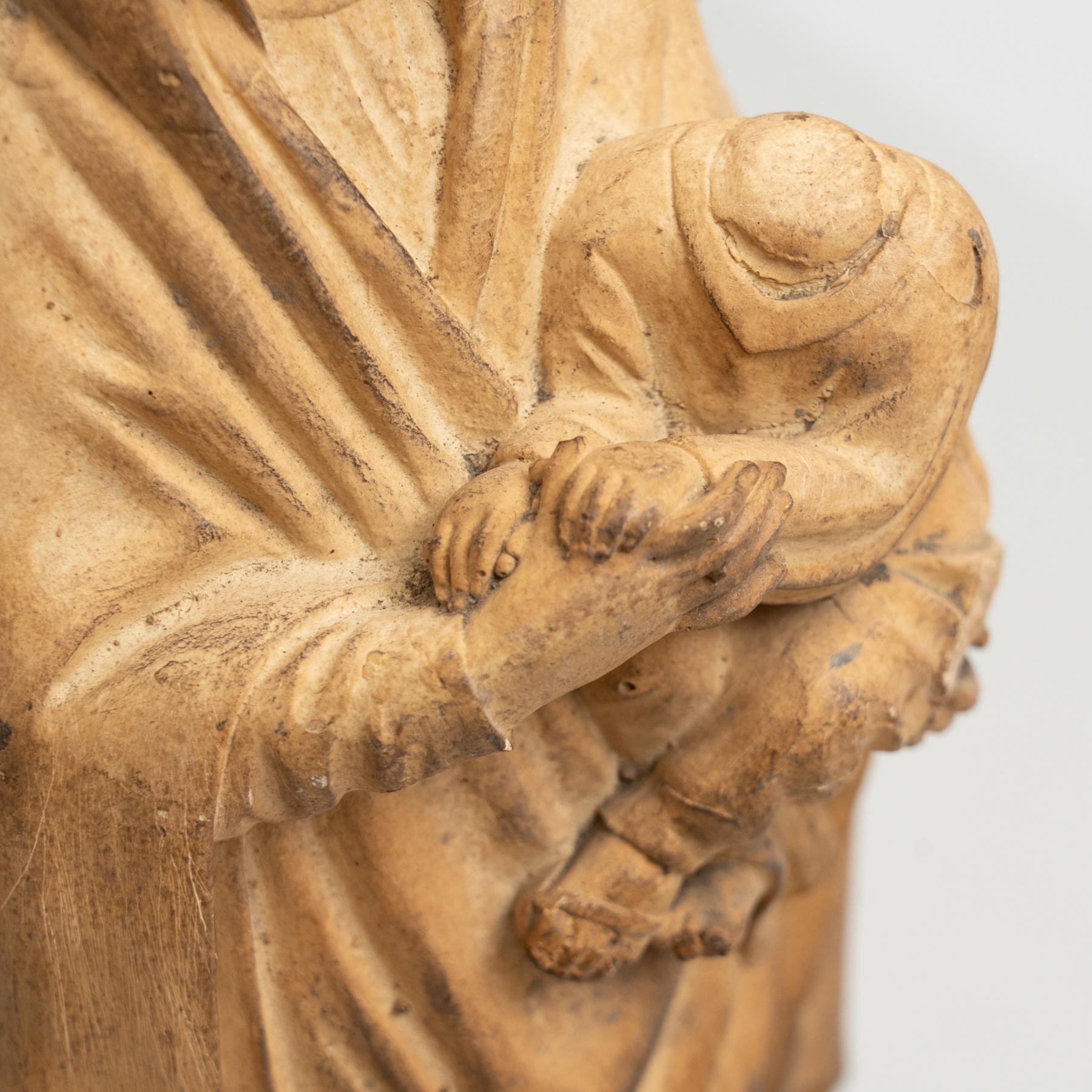 Mid-20th Century Plaster Virgin Traditional Figure, circa 1950 For Sale