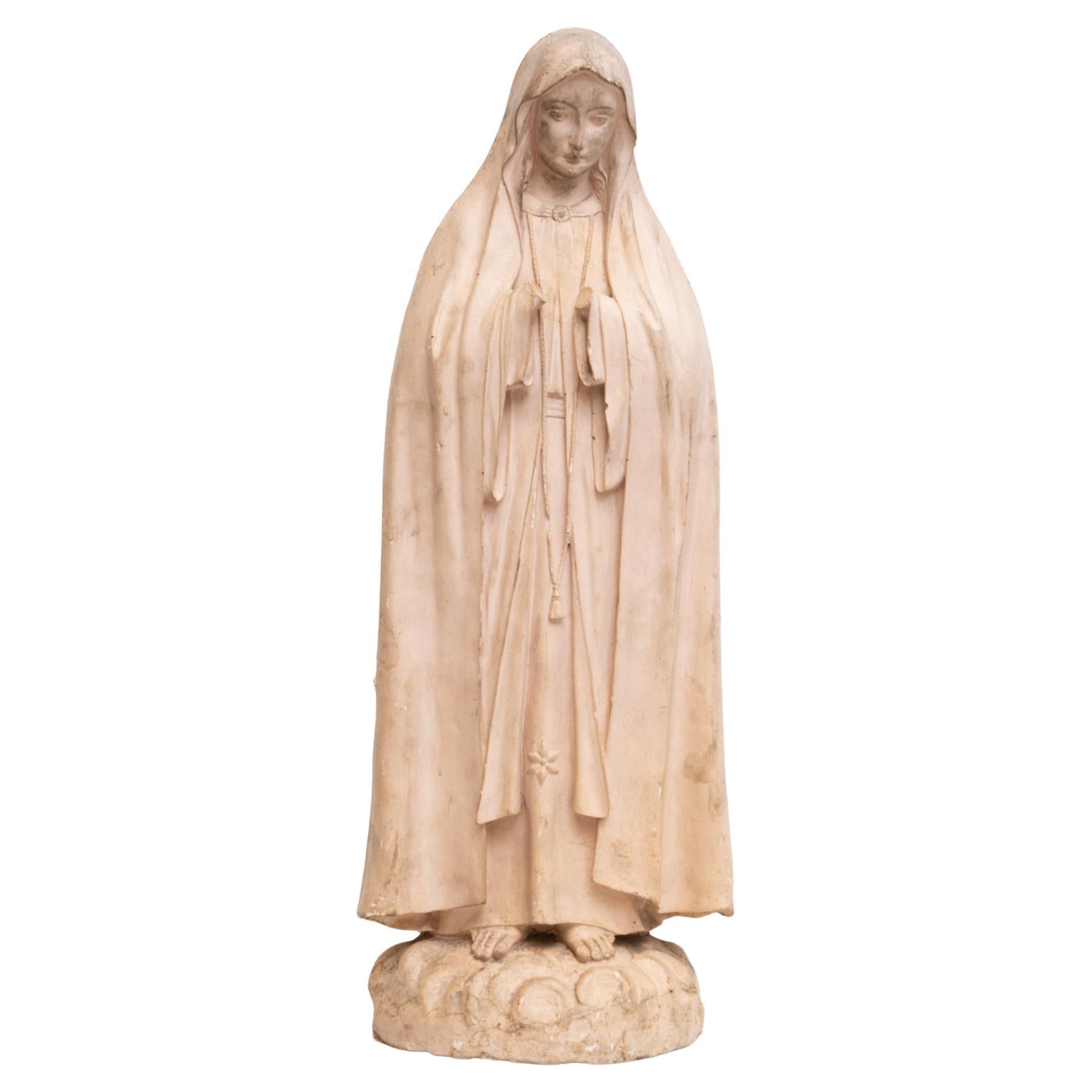 Plaster Virgin Traditional Figure, circa 1950 For Sale