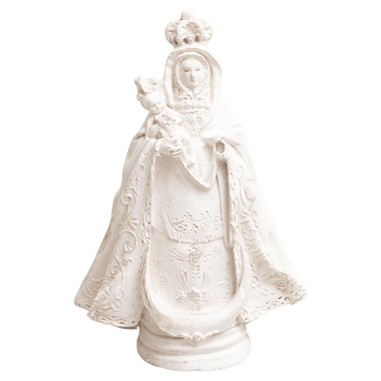 Traditionelle Jungfrauenfigur aus Gips, um 1950