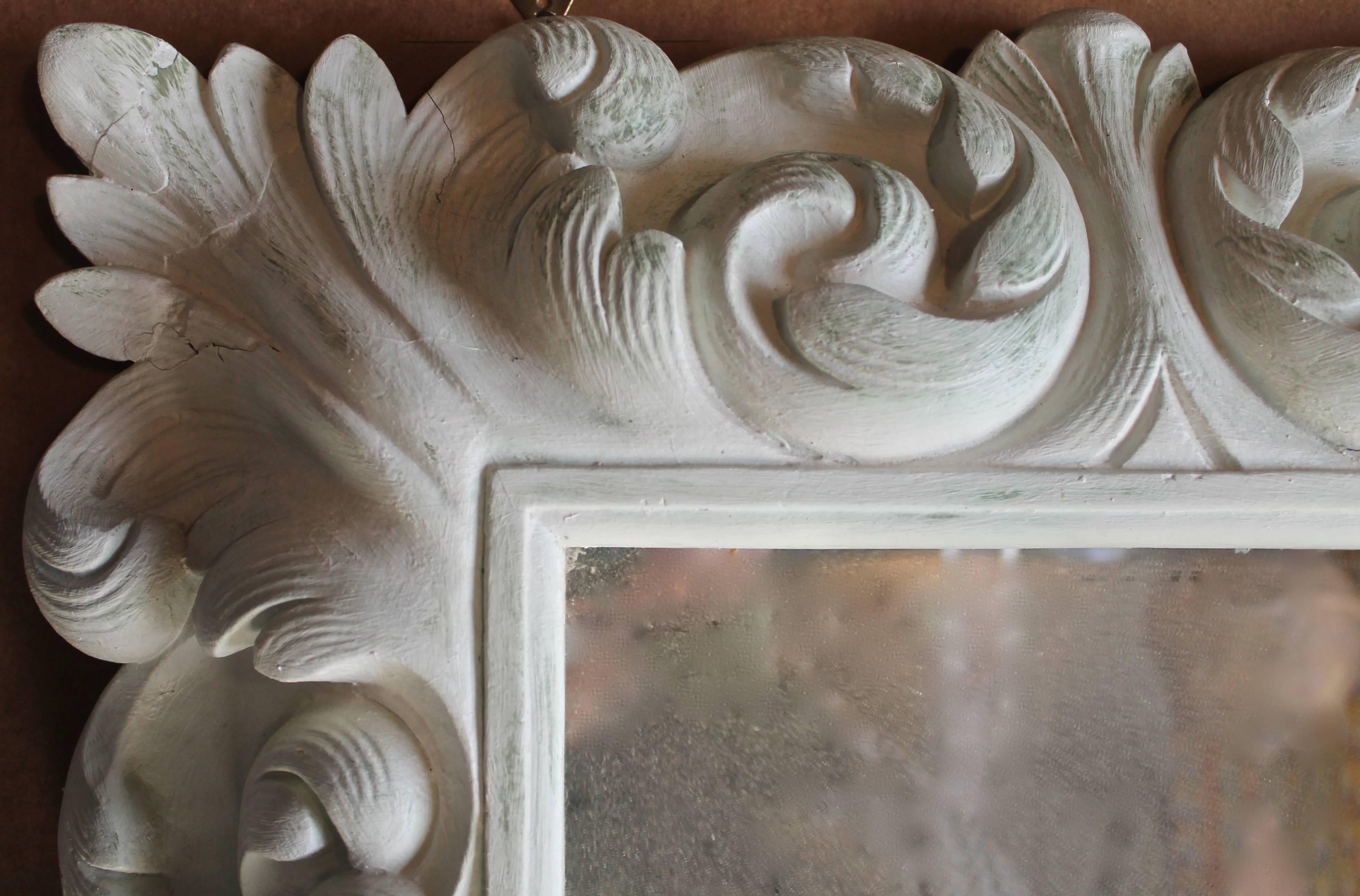 A period plaster mirror/display. Manner of Serge Roche, Francis Elkins, Syrie Maughan or Dorothy Draper. Mirror itself measures 14