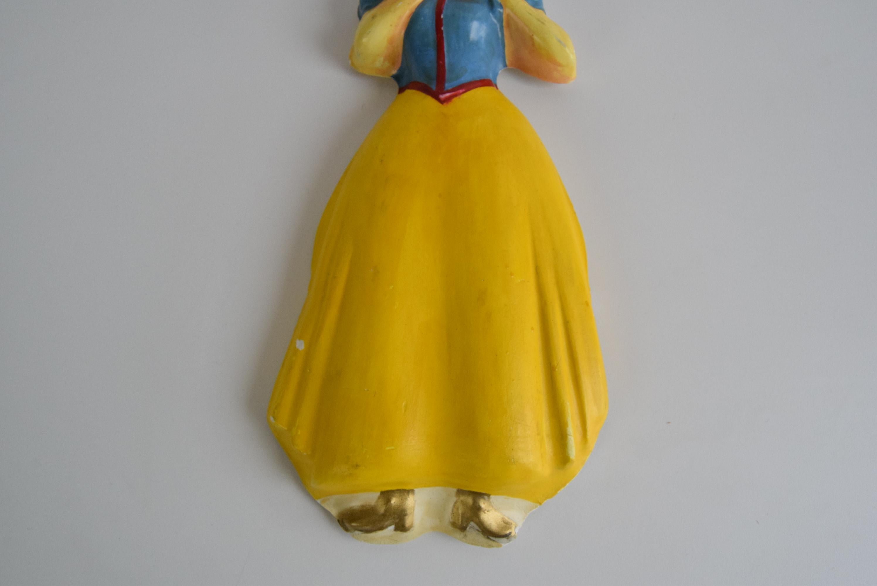 Czech Plaster Wall Sculpture / Snow White, 1950's. For Sale