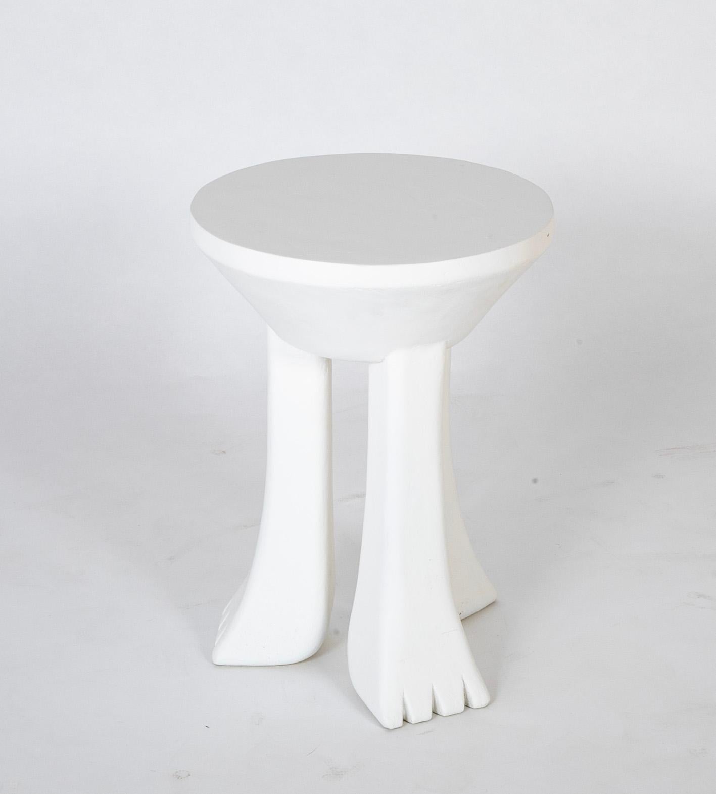 Plastered Fiberglass 3 Legged Table in the Style of John Dickinson ( 1920 - 1982 ).  USA.  Mid 20th century.  Two available at $4,900 EACH.