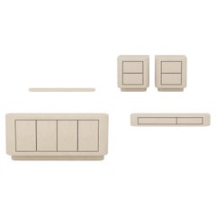 Plaster&Walnut Sideboard, Nightstand, Floating Drawer & Wall Shelf Collection AC