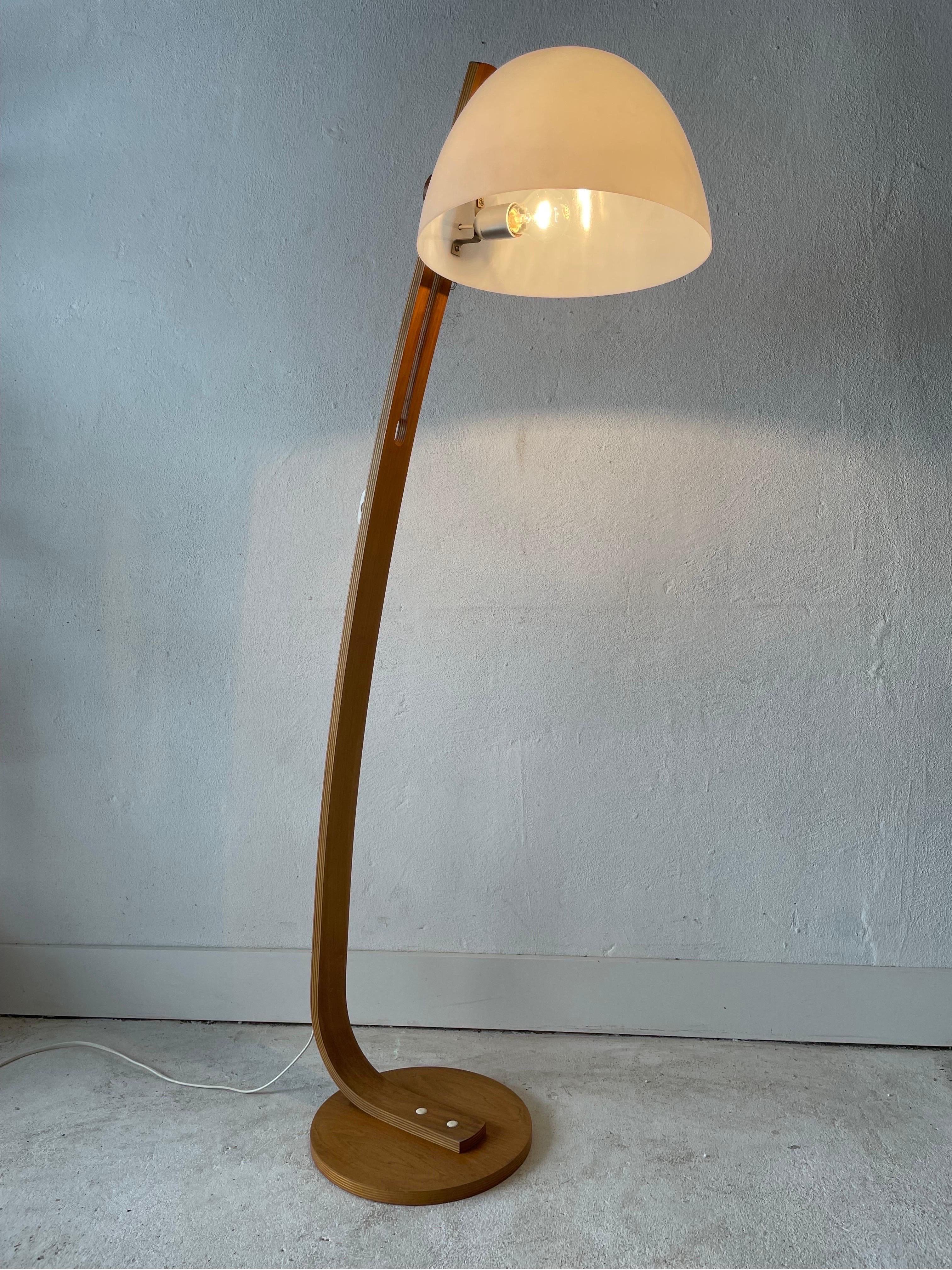 Plastic and Bent Wood Body Space Age Floor Lamp by Temde, 1970s, Switzerland 5