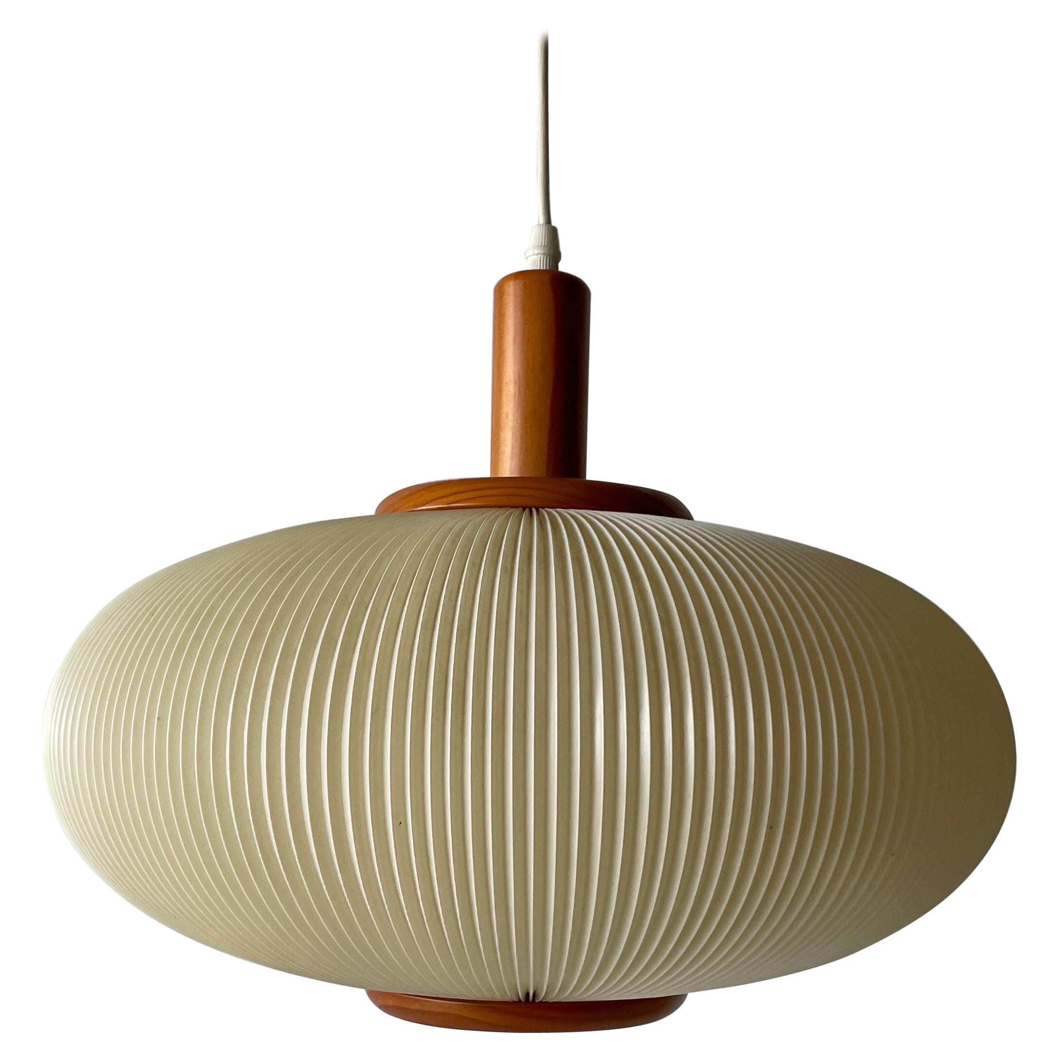 Plastic and Wood Ceiling Lamp, 1960s, Denmark