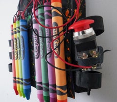 Street art contemporanea rosso nero scultura da parete pop art interni Banksy