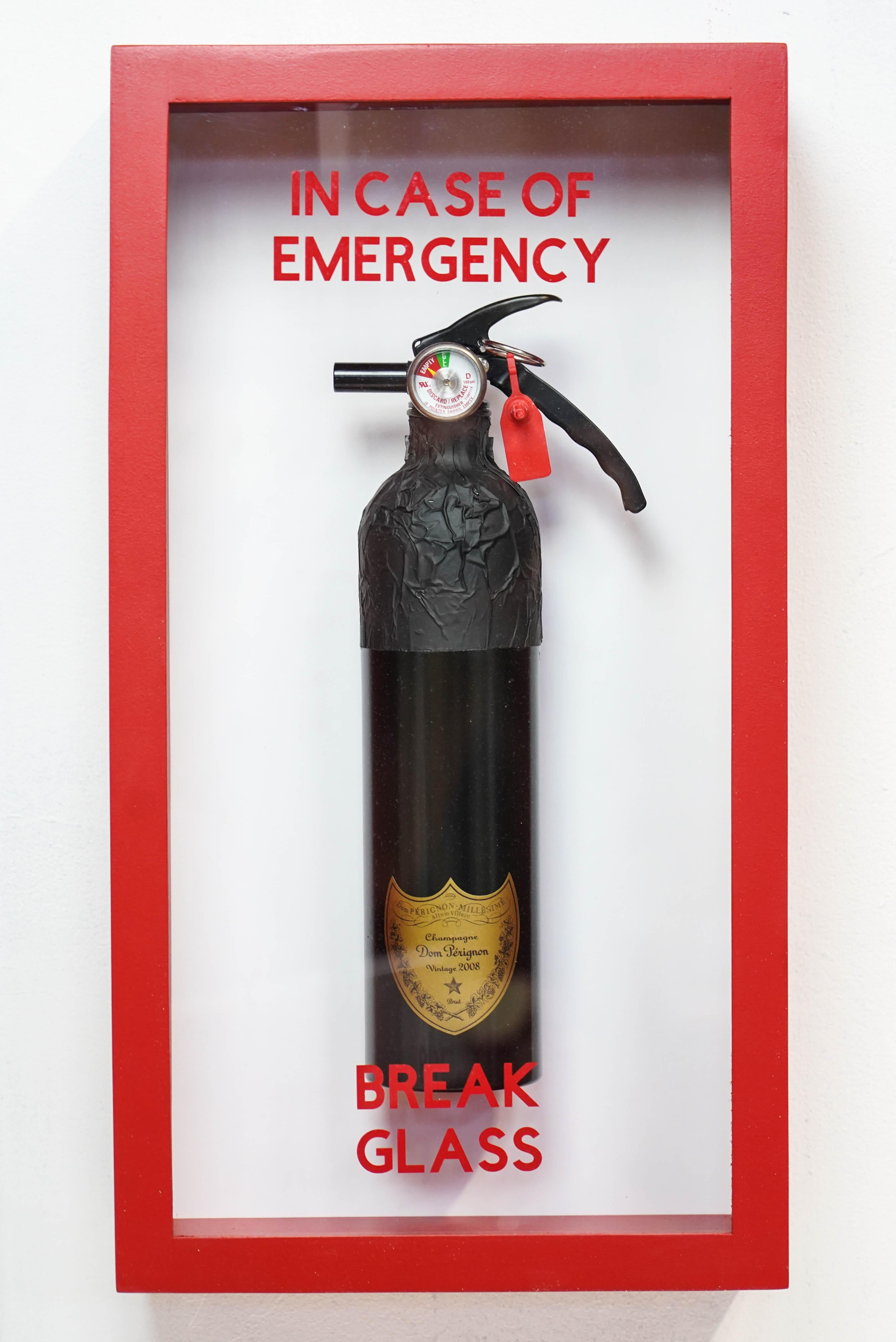 "In Case Of Emergency - DOM PERIGNON Midi Fire Extinguisher" - Mixed Media Art by Plastic Jesus