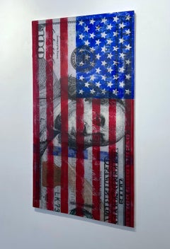 Contemporary rot weiß blau Wand Harz Pop Art Interieur Banksy