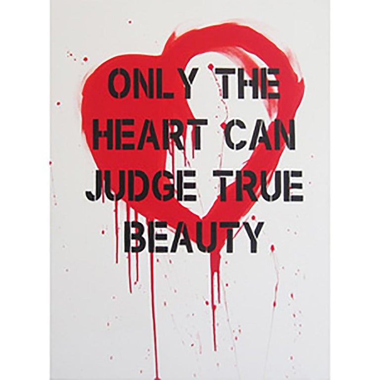 "Heart" Red – Acrylic Spray Paint on Canvas - Painting by Plastic Jesus