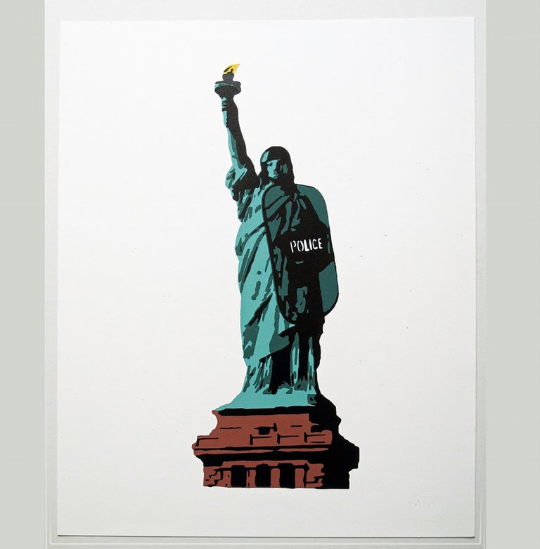 Plastic Jesus "Liberty" Acrylic Stencil on Canvas For Sale at 1stDibs