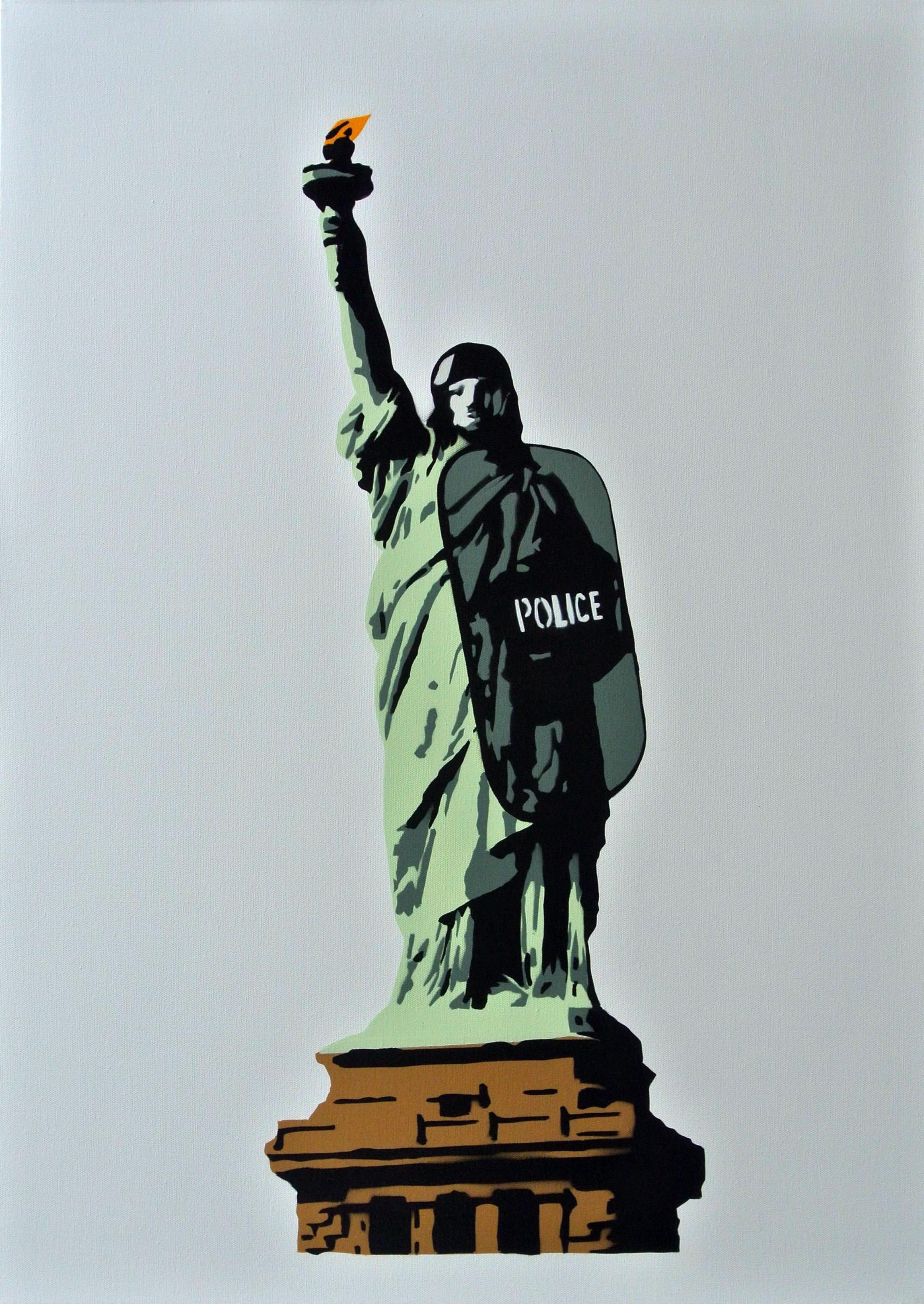 "Liberty" – Acrylic Stencil on Canvas - Painting by Plastic Jesus