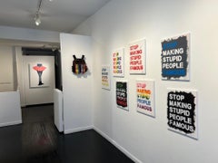 Text art pop art contemporary abstract interior red white interior