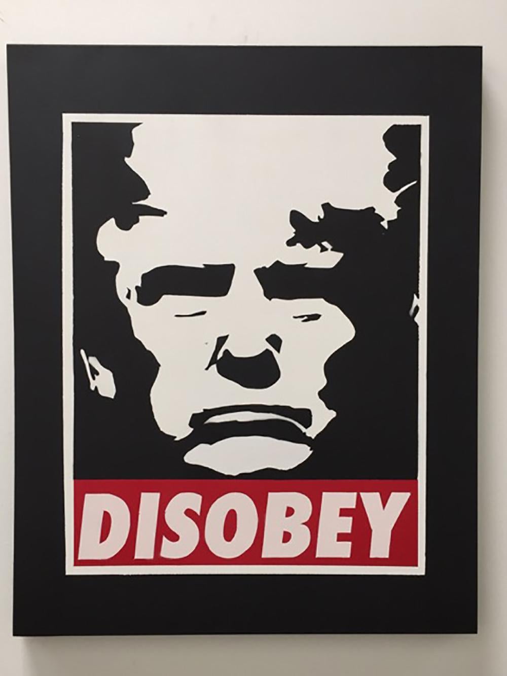 Plastic Jesus Portrait Print - “Disobey” – Acrylic Screen Print on Paper and Canvas