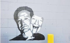 “Robin Williams behind the Mask” - stenciled acrylic spray on cotton canvas