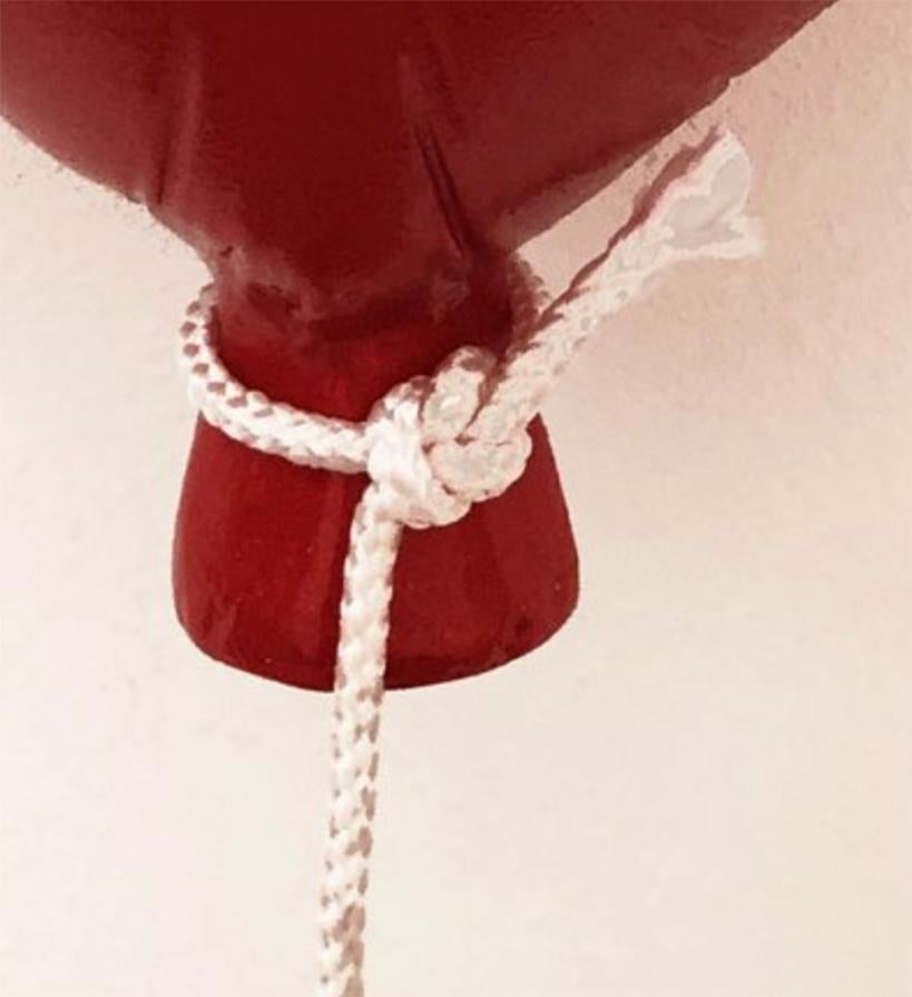 “Glitter Balloon Red Bandaged” – Deep Acrylic Glittered Cast Wall Mount Small - Sculpture by Plastic Jesus