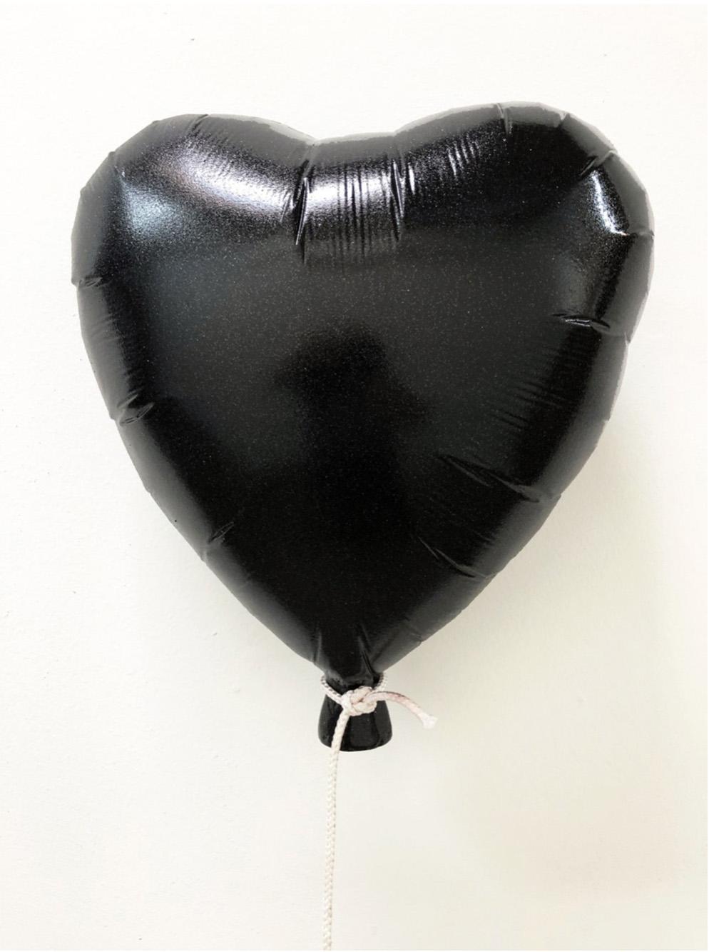 “Glitter Balloon Black” – Deep Acrylic Glittered Cast Wall Mount - Mixed Media Art by Plastic Jesus