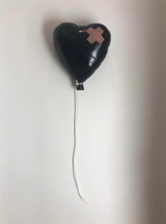 “Glitter Black Bandaged Balloon” – Deep Acrylic Glittered Cast Wall Mount