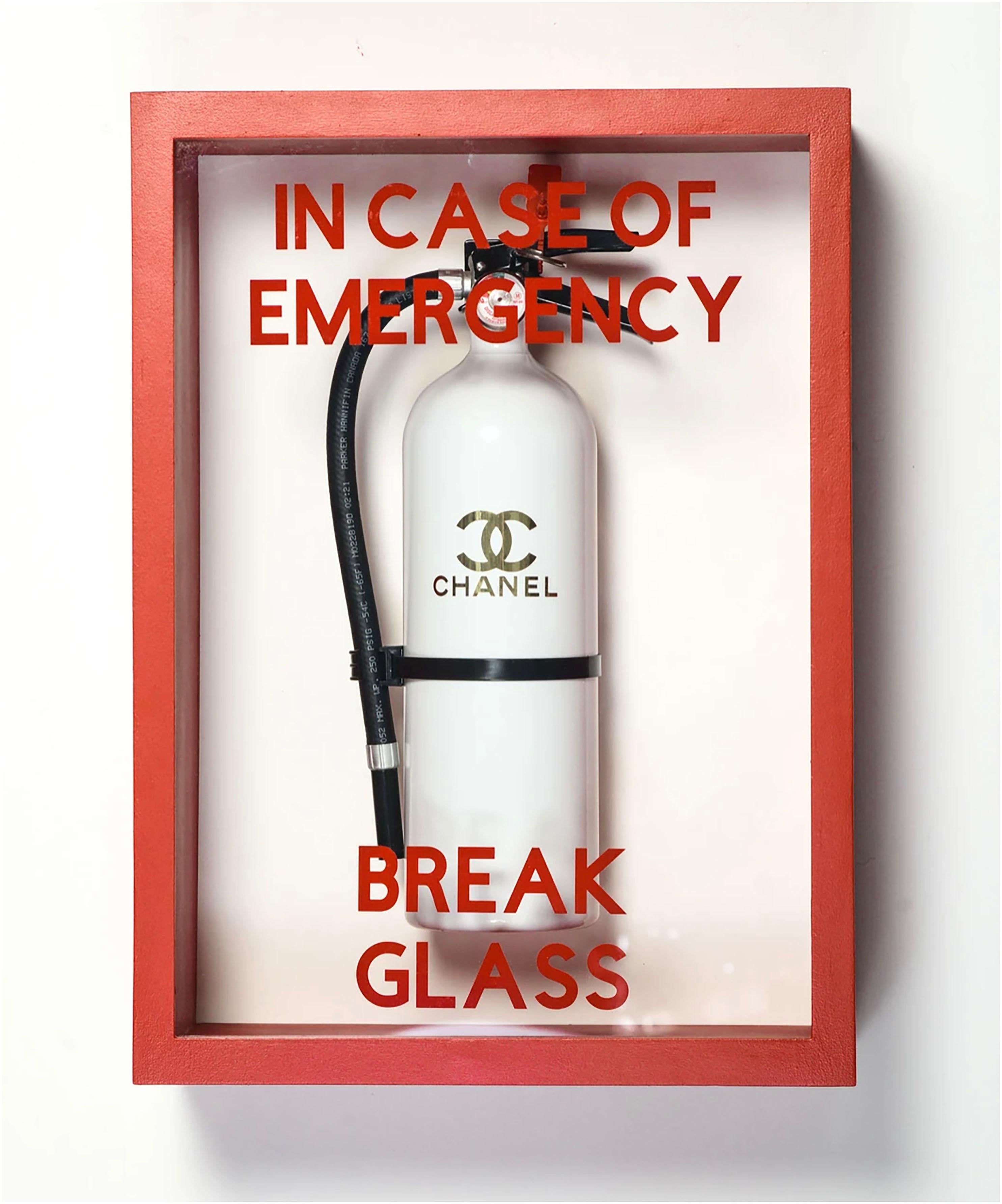 "In Case of Emergency Break Glass" Chanel Luxury Brand Edition FireExtinguisher  - Sculpture by Plastic Jesus