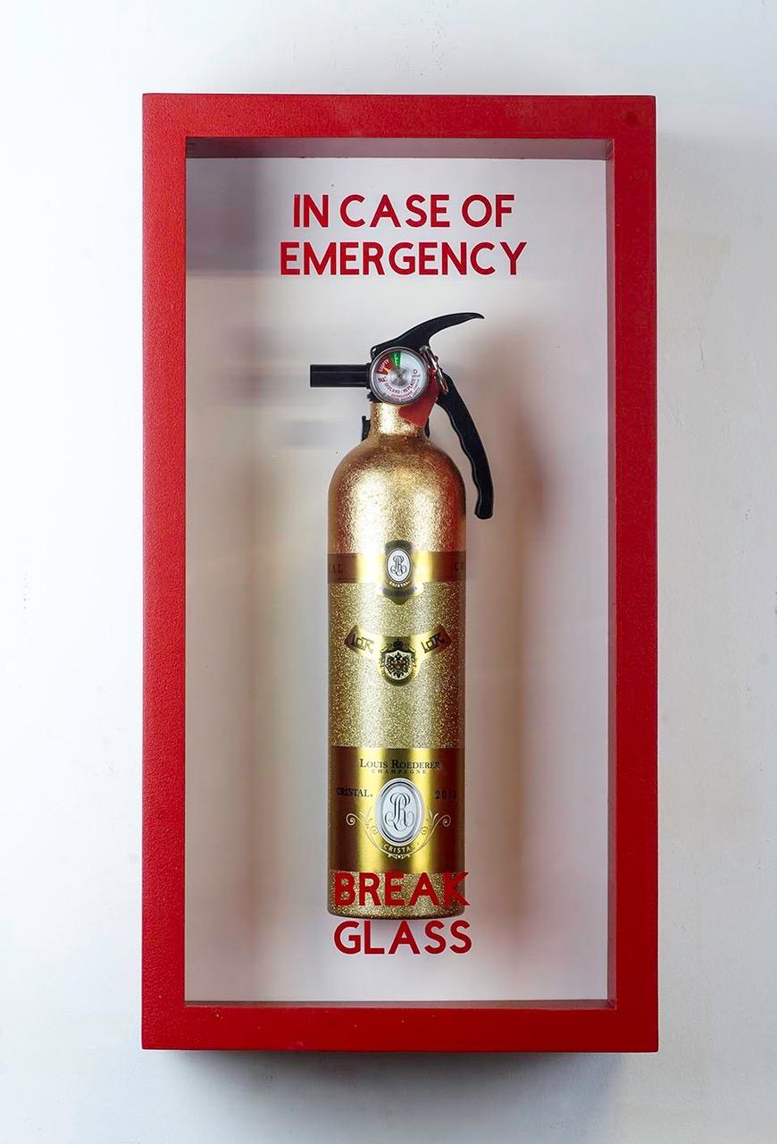 "In Case of Emergency Break Glass "Cristal" Midi Edition Fire Extinguisher  - Sculpture by Plastic Jesus