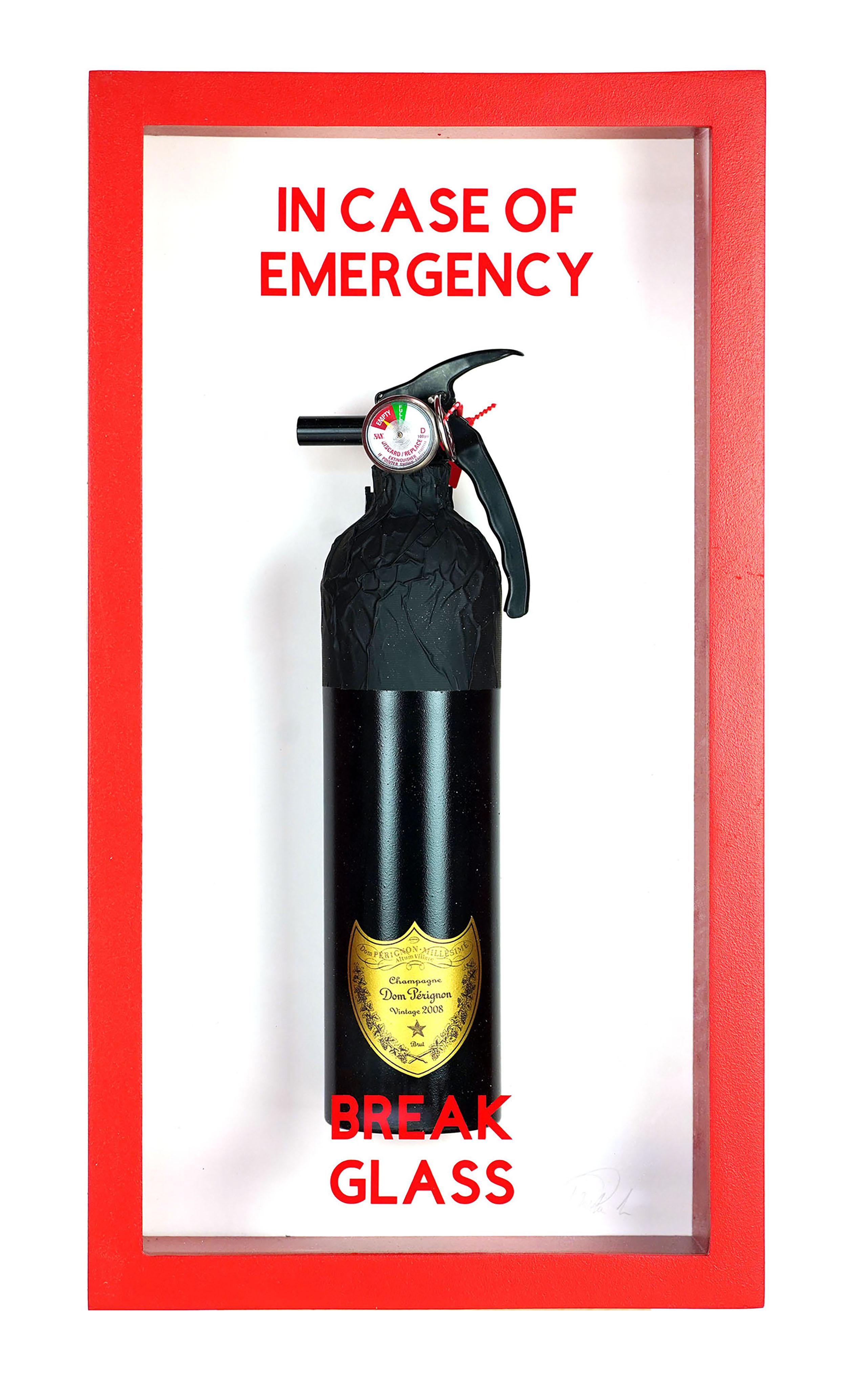 "In Case of Emergency Break Glass "Dom Perignon" Midi Edition Fire Extinguisher  - Sculpture by Plastic Jesus