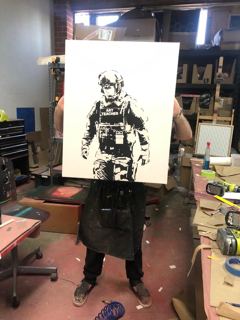 Plastic Jesus is a Los Angeles based street artist that specializes in bold stencil and installation work, inspired by world news events, society, the urban environment, culture and politics. 

His work is more about shining a small light into some