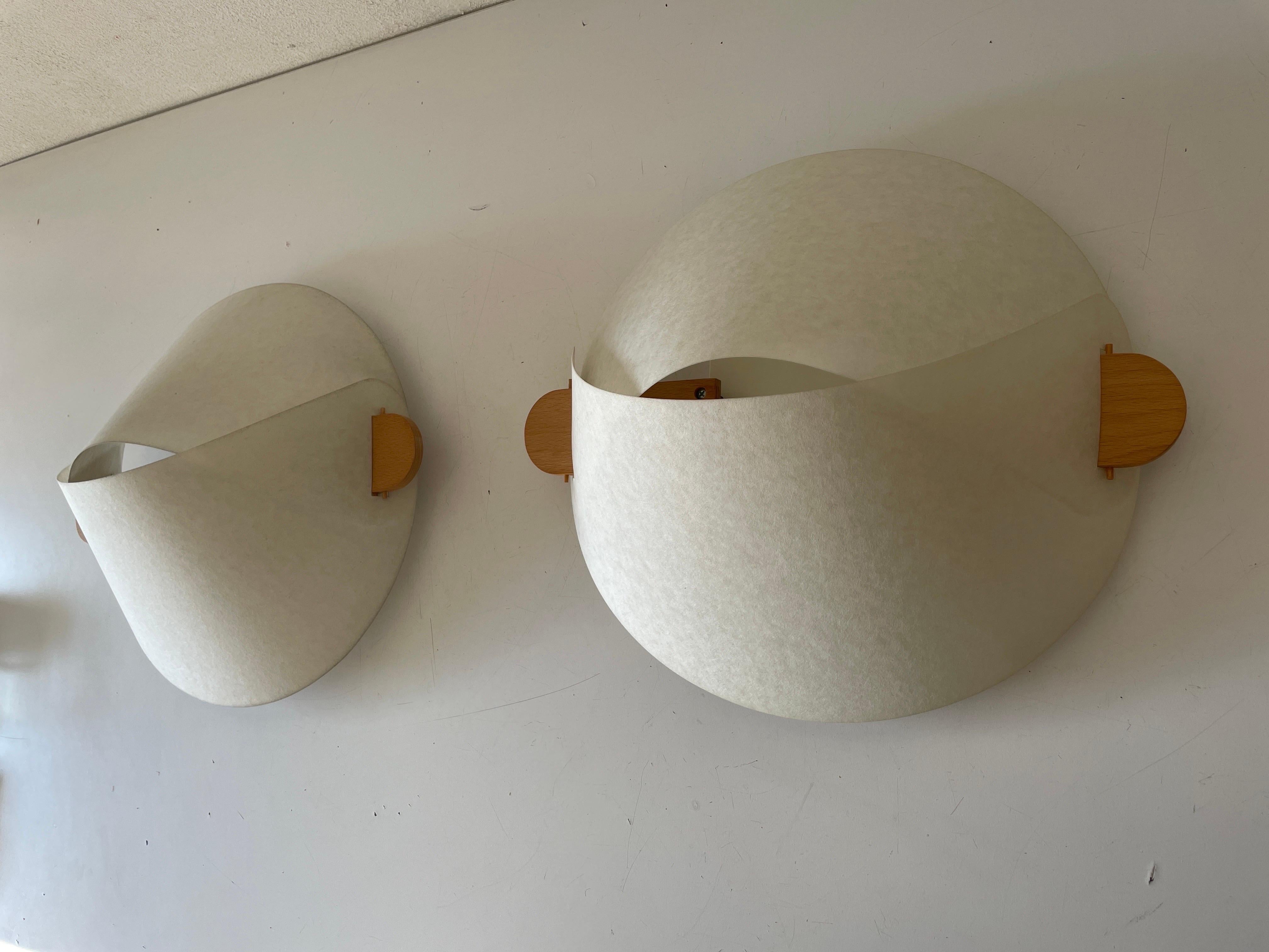 Plastic Paper and Wood Pair of Sconces or Ceiling Lamps by Domus, 1980s, Italy For Sale 3