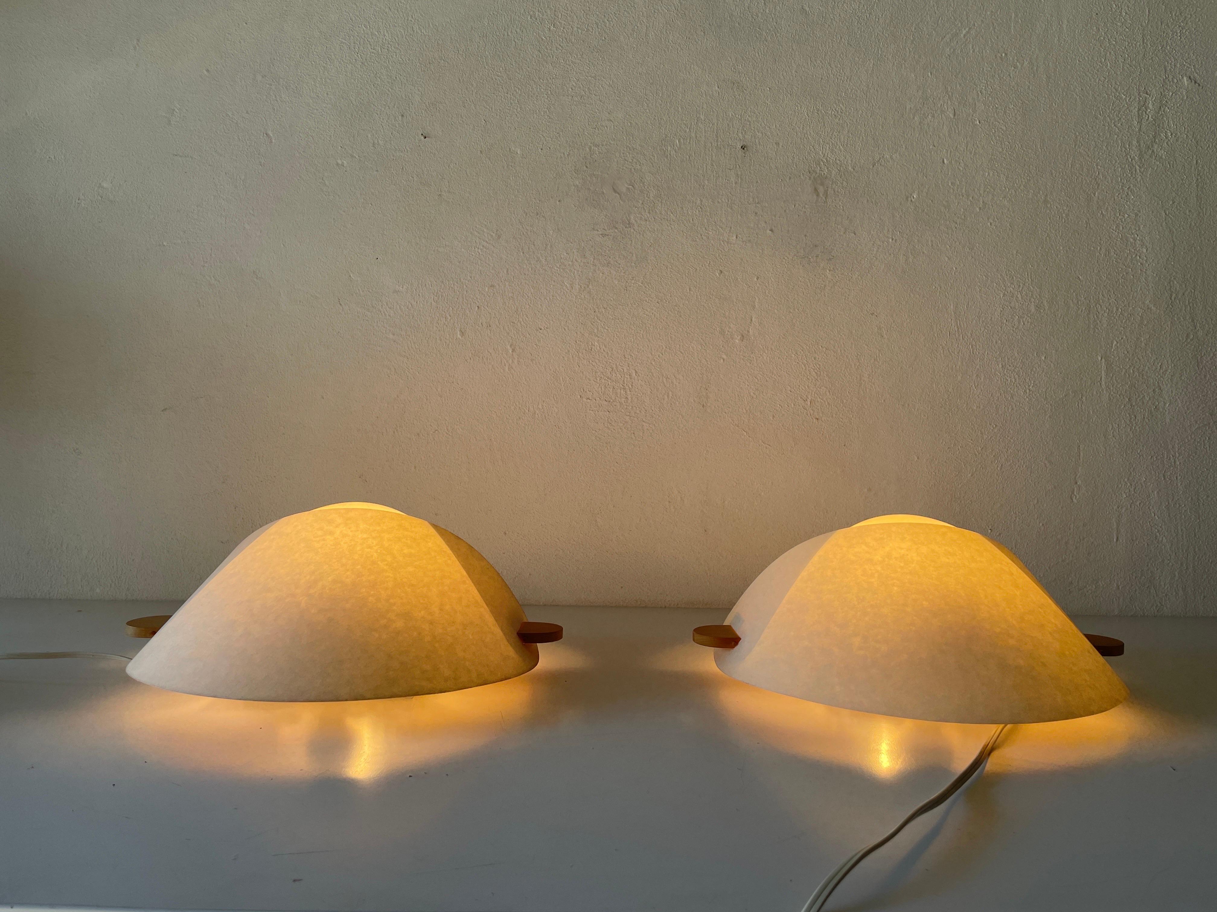 Plastic Paper and Wood Pair of Sconces or Ceiling Lamps by Domus, 1980s, Italy For Sale 5