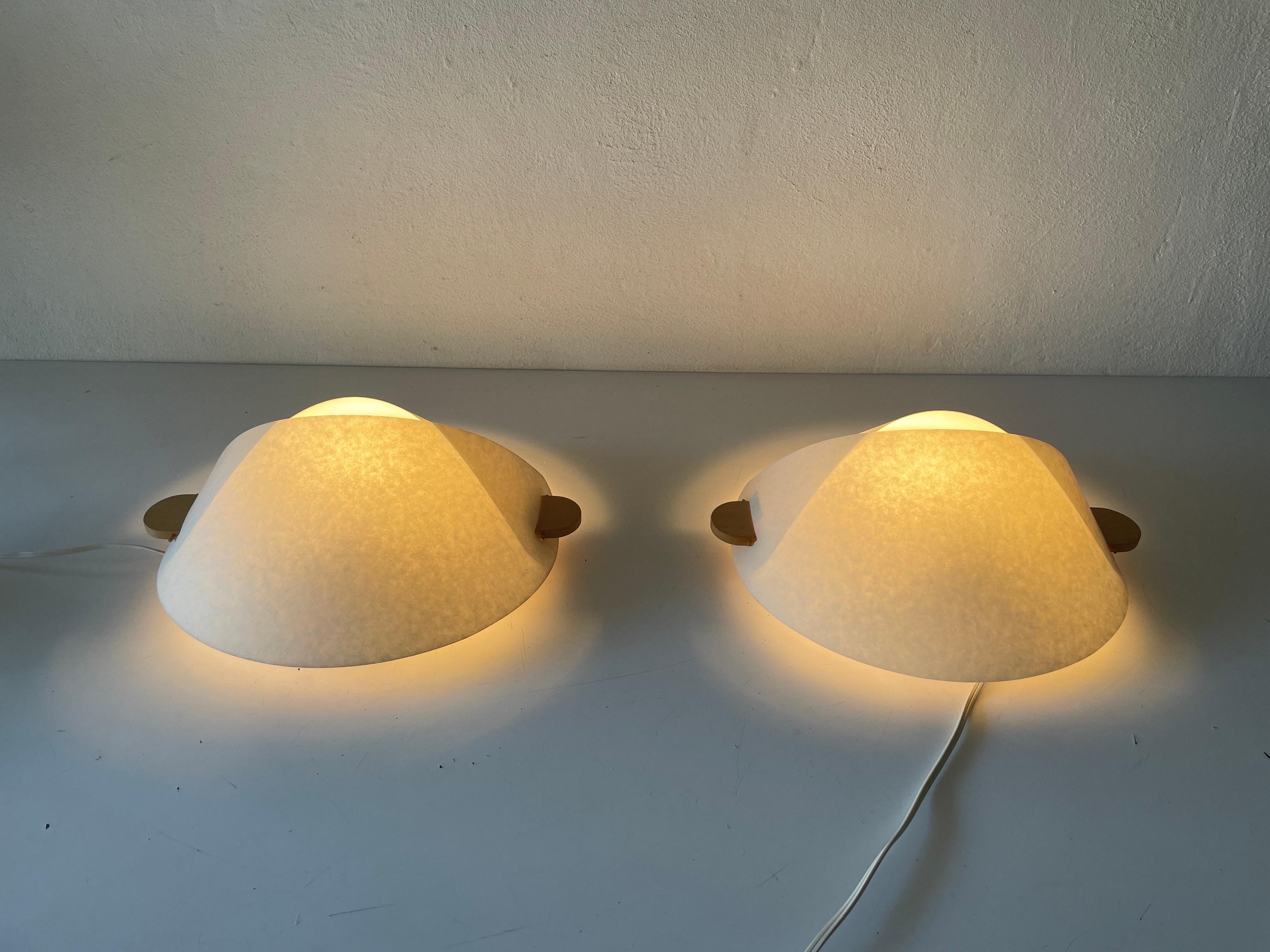 Plastic Paper and Wood Pair of Sconces or Ceiling Lamps by Domus, 1980s, Italy For Sale 6