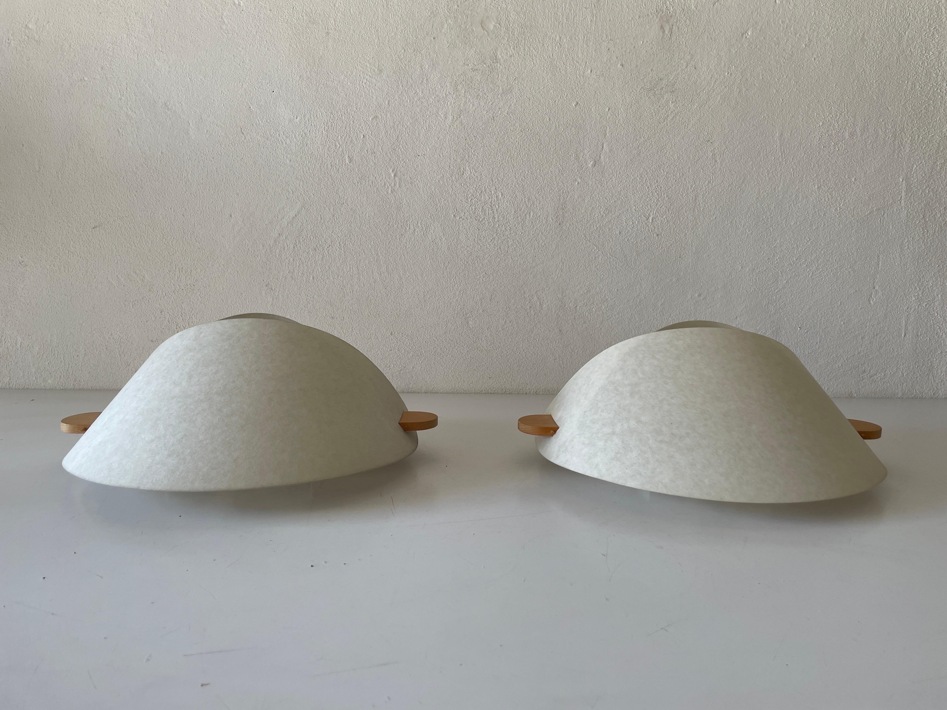 Italian Plastic Paper and Wood Pair of Sconces or Ceiling Lamps by Domus, 1980s, Italy For Sale