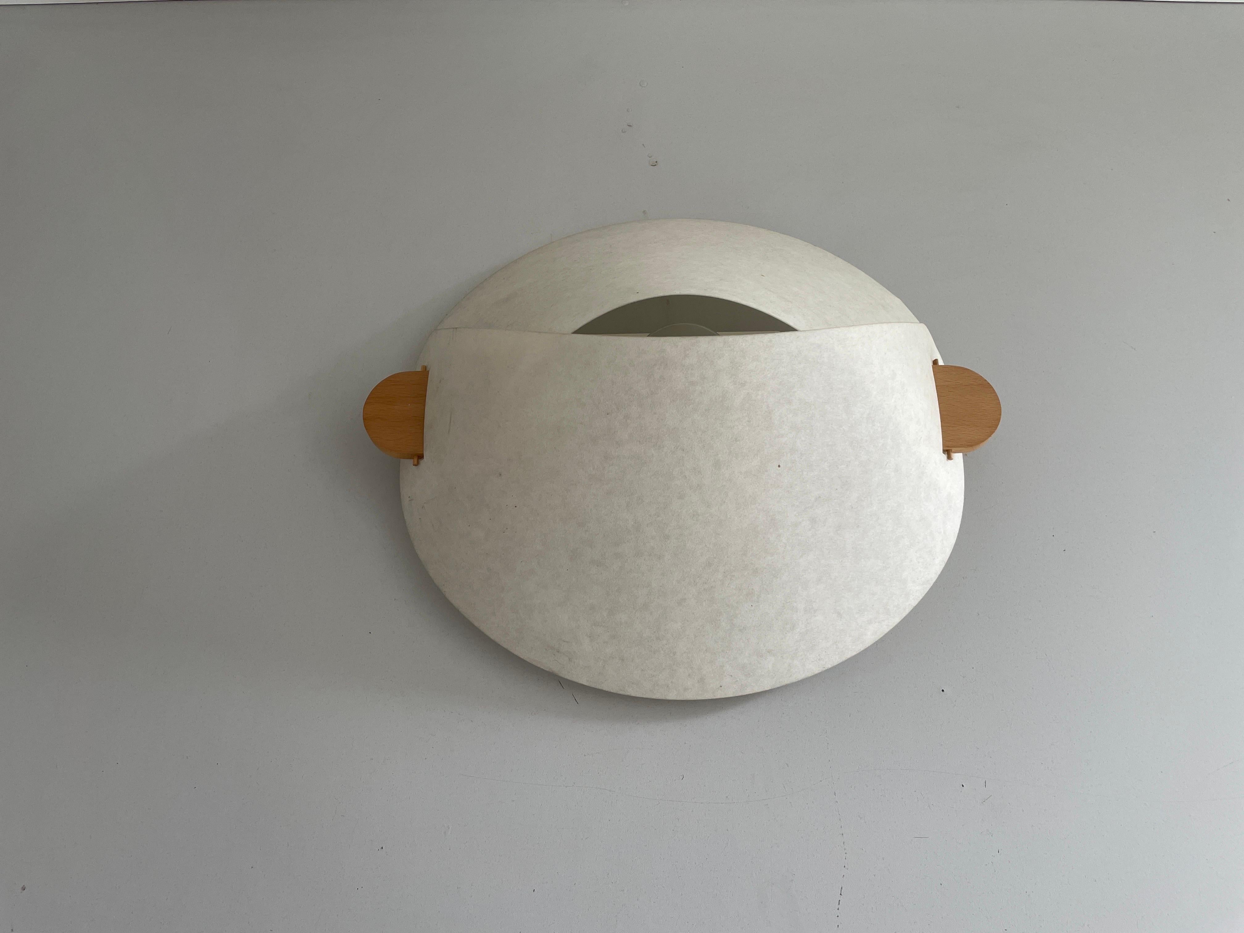 Mid-Century Modern Plastic Paper and Wood Sconce or Ceiling Lamp by Domus, 1980s, Italy For Sale