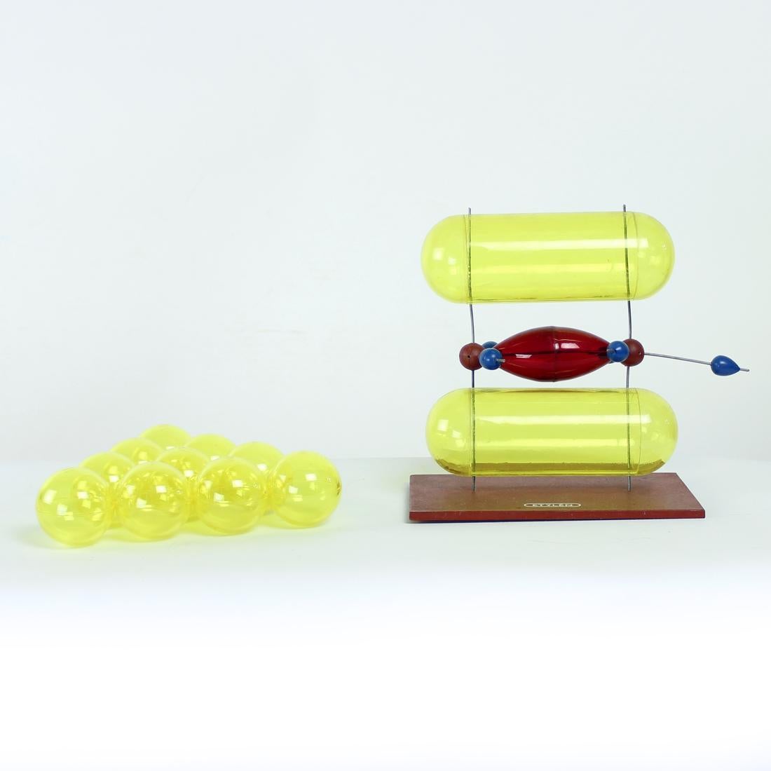 Original and unique home assessory, this is a school chemist model of ethylene. Produced and used in Czechoslovakia since 1960s, this model is made of plastic, with a plastic base. It is a stand alone piece, however we do have another piece, a