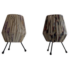 Plastic Shade Tripod Base Pair of Table Lamps, 1960s, Italy