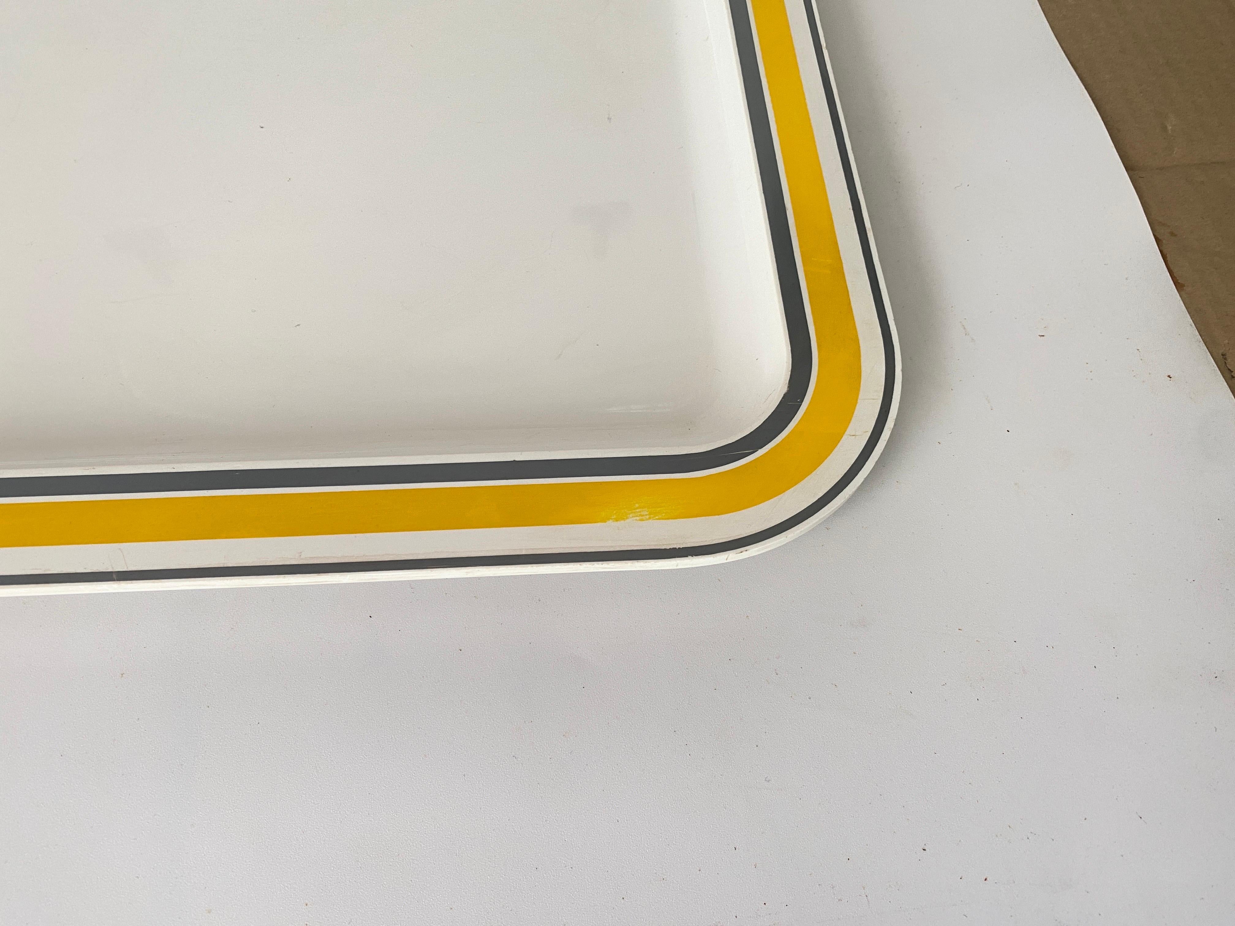 Mid-20th Century Plastic Tray France 1970s White yellow and grey Color For Sale