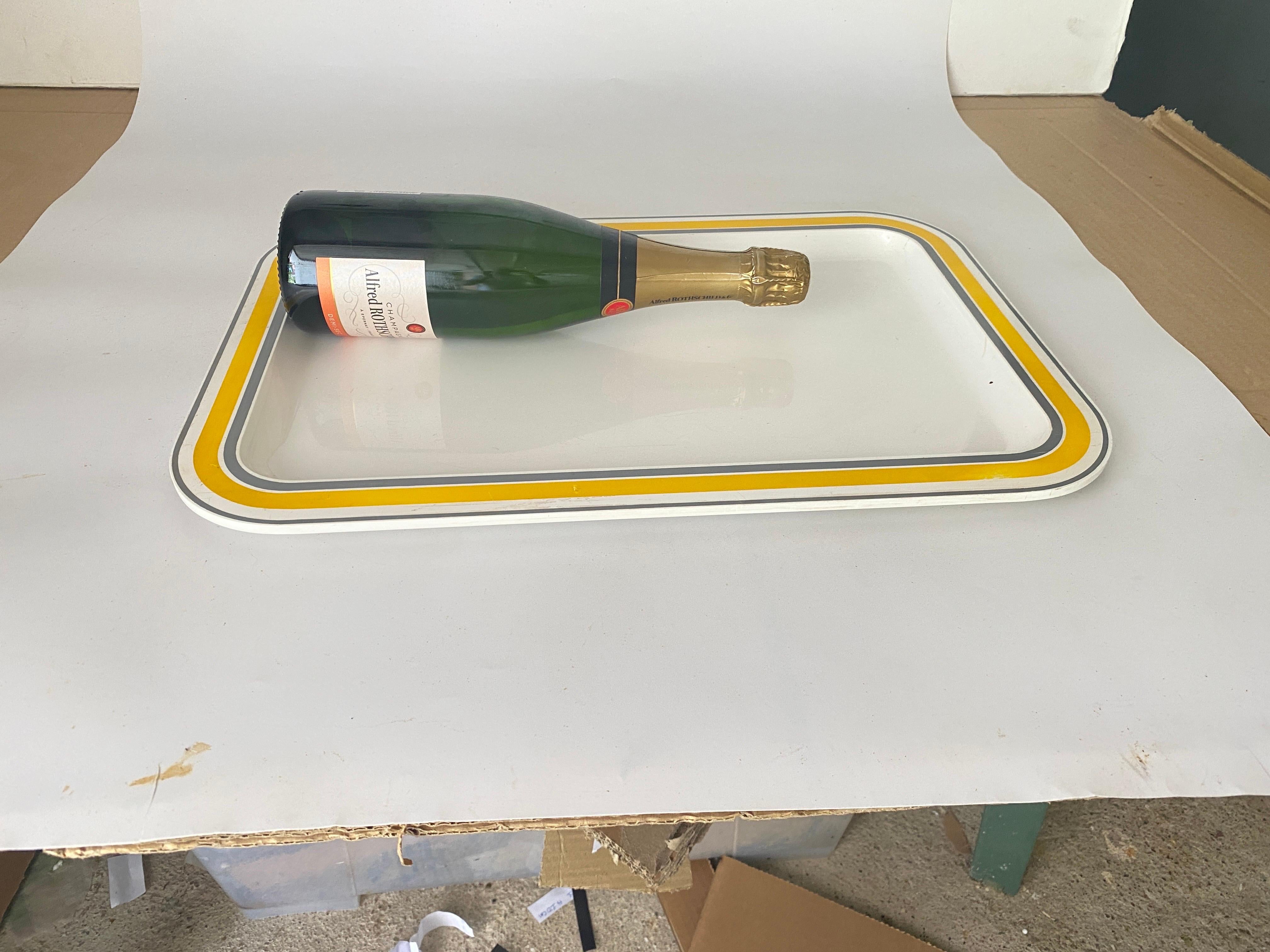 Plastic Tray France 1970s White yellow and grey Color For Sale 3
